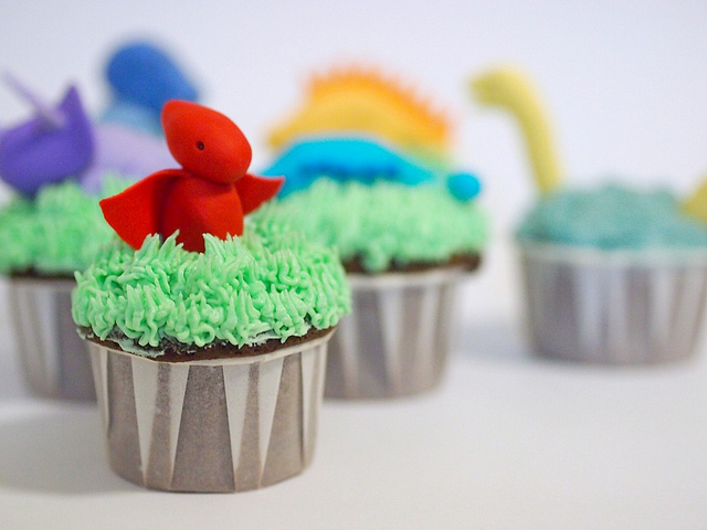 dinosaur cupcake birthday
