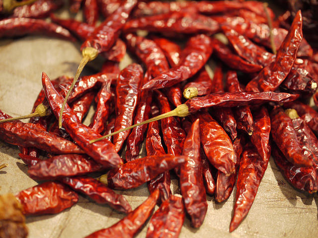 dried chilli peppers smoked